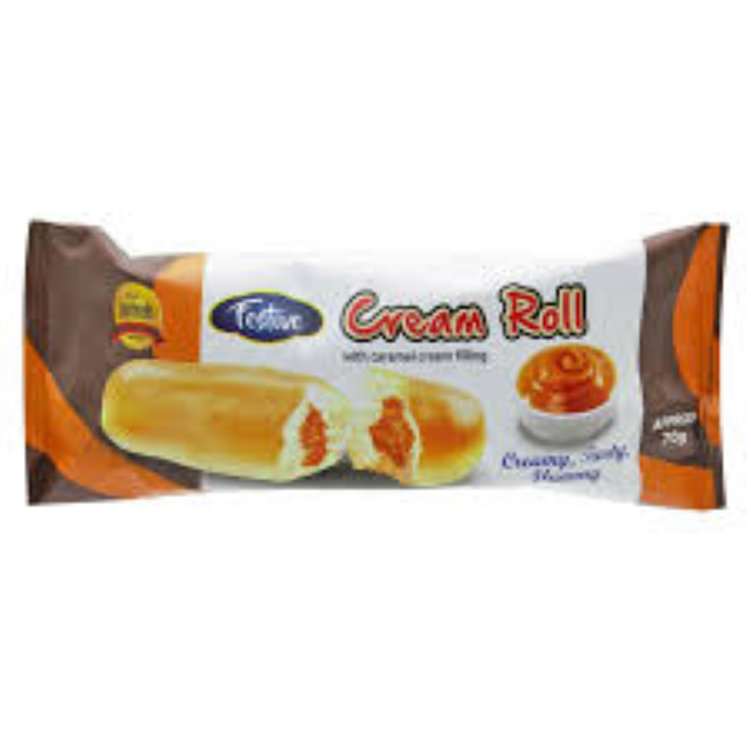 FESTIVE CREAM ROLL CARAMEL 70G